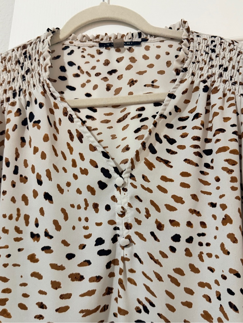Tahari Animal Print Blouse with Ruffled Sleeves - Picture 6 of 6